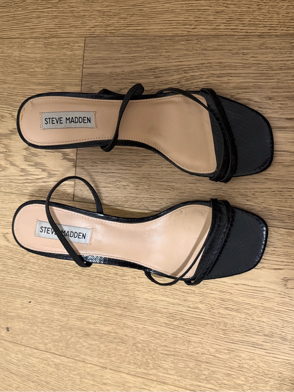 Steve Madden Black Strappy Square-Toe Sandals - Loft